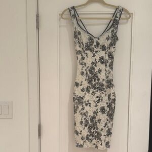 Elegant Black and White Floral Dress